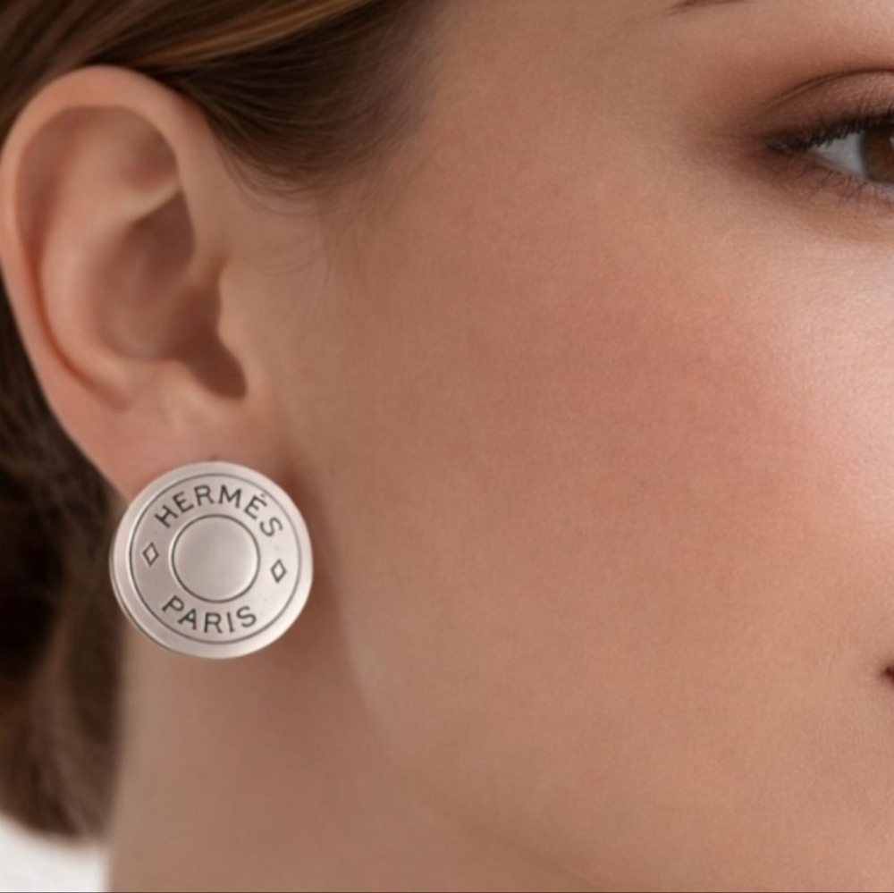 Hermès Clou de Selle Silver-tone Clip-on Earrings
